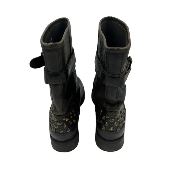 BOEMOS Leather Studded Moto Biker Boot Brown 7.5 - Picture 11 of 13